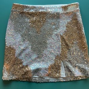 12th Tribe Genevieve Ivory Multi Sequin Mini Skirt